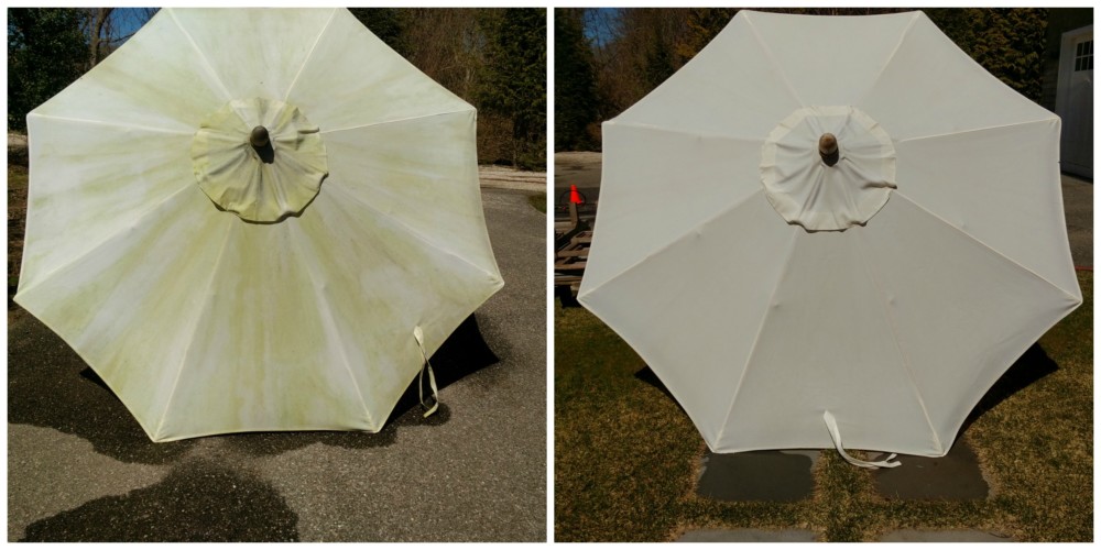 Umbrella before and after cleaning