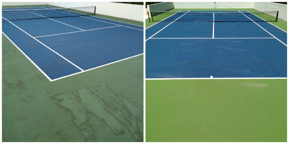 tennis courts before and after cleaning
