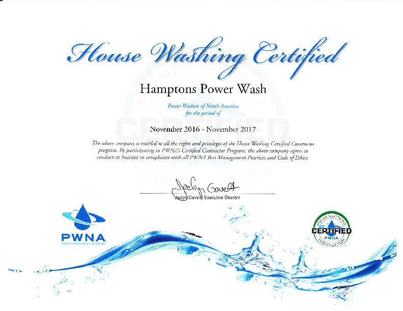 click to view house washing certificate