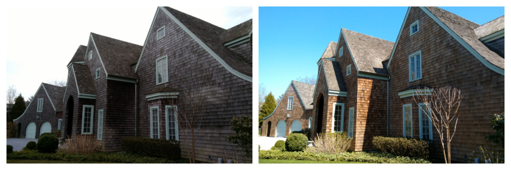 Red cedar shingles before and after
