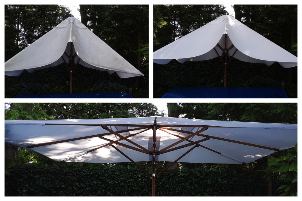 Big umbrella before and after cleaning