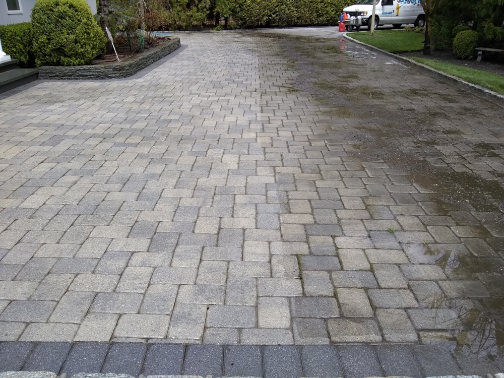driveway before and after cleaning