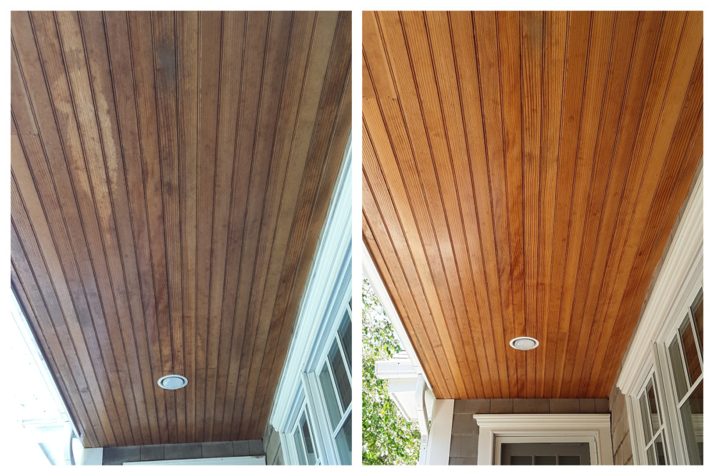 ceiling before and after cleaning