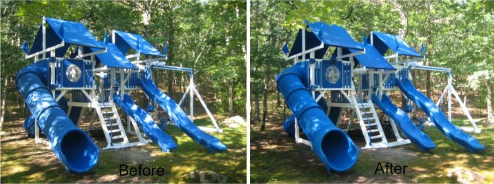 slide before and after cleaning