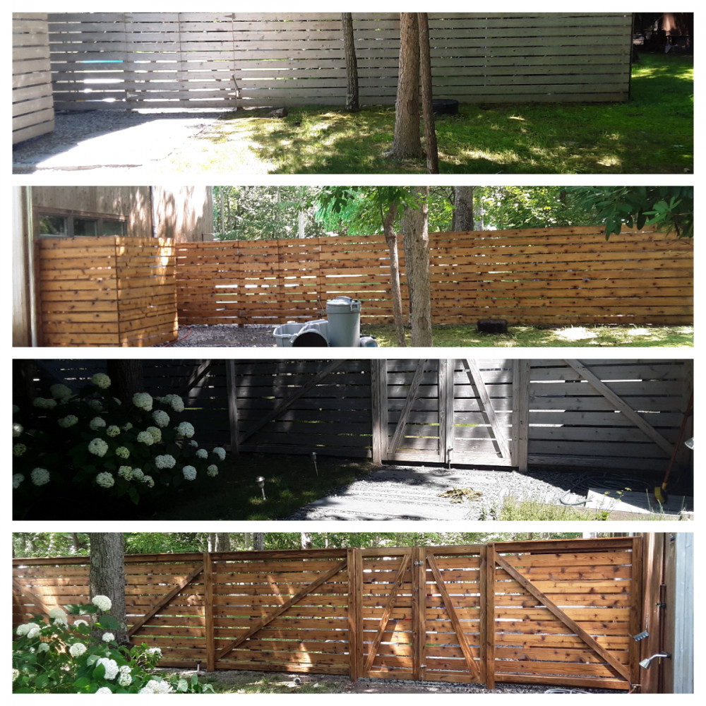 Fences before and after cleaning