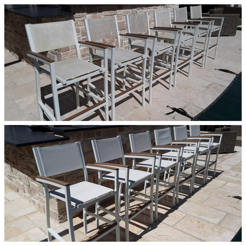 Bar stool chairs before and after cleaning
