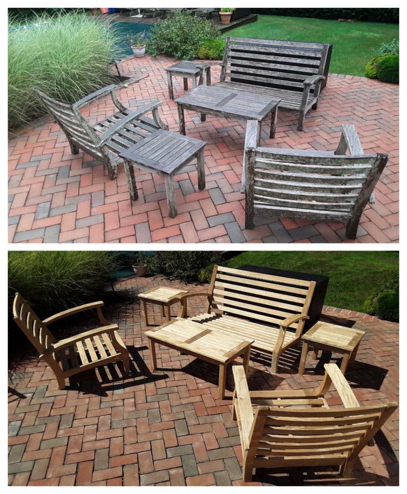 large chairs before and after cleaning