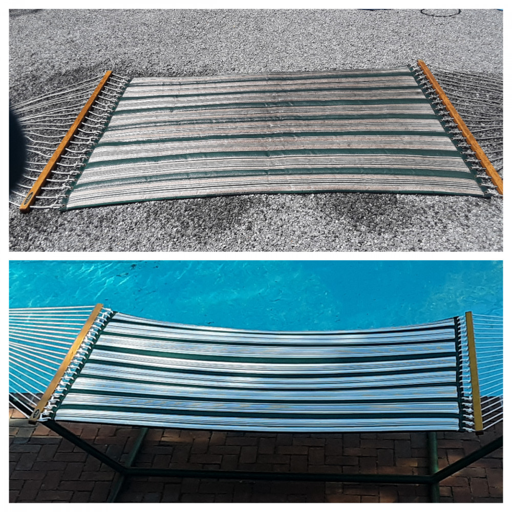 LL Bean Hammock before and after cleaning