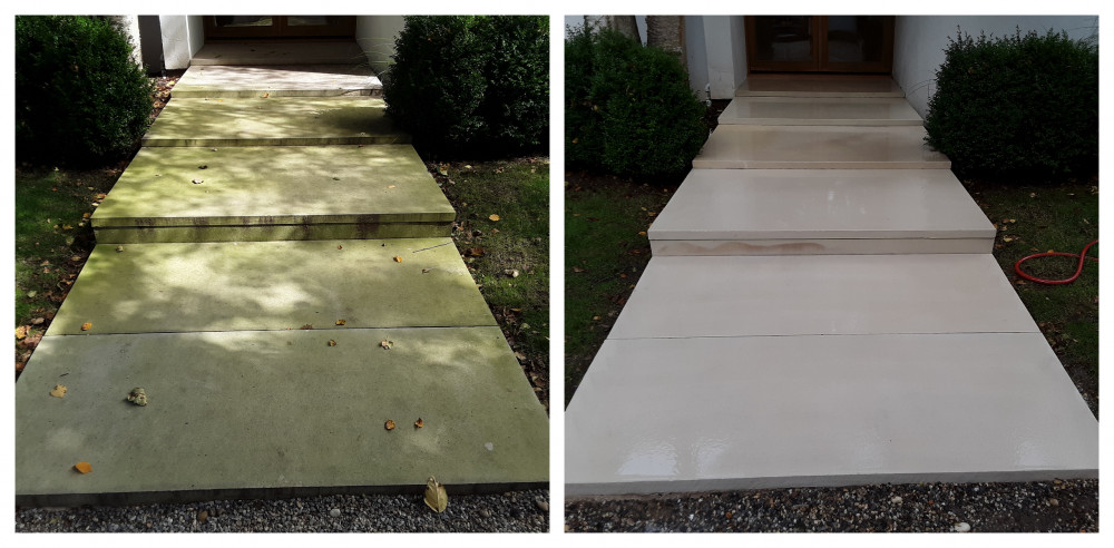 Limestone before and after cleaning