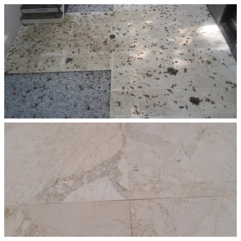 Marble before and after cleaning