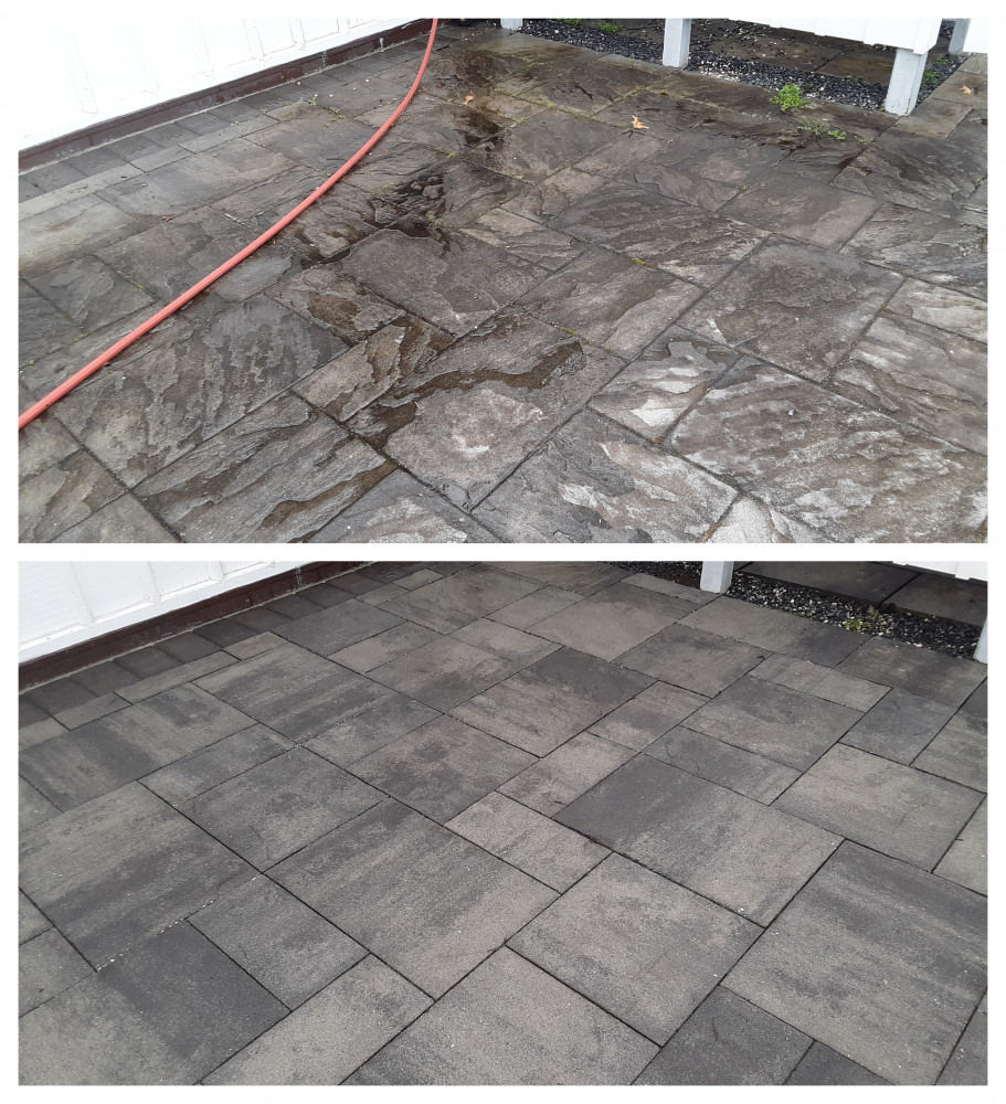 Pavers before and after cleaning