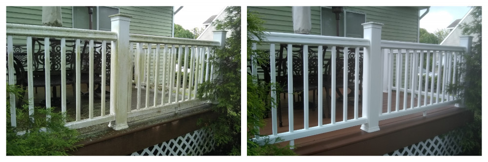 Vinyl railings before and after cleaning