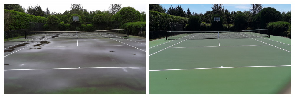 tennis courts before and after cleaning