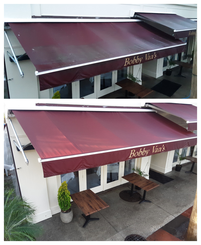 awning before and after cleaning