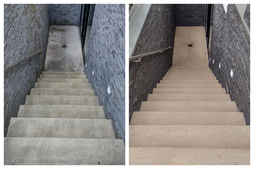 stairs before and after cleaning