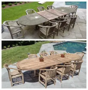 table and chairs before and after cleaning