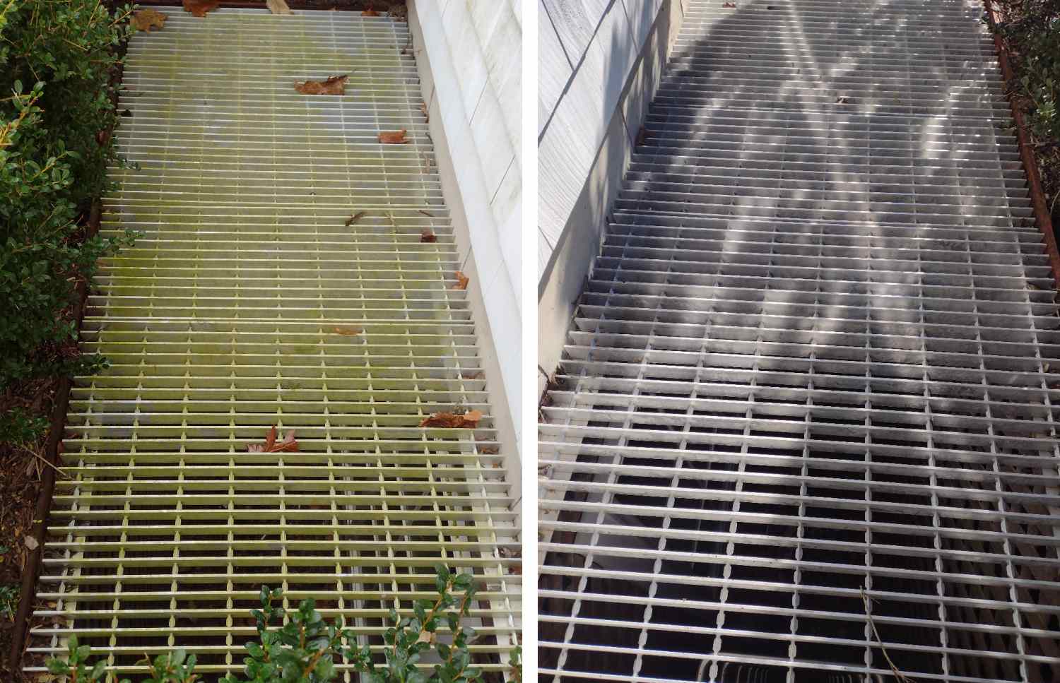 grate before and after cleaning